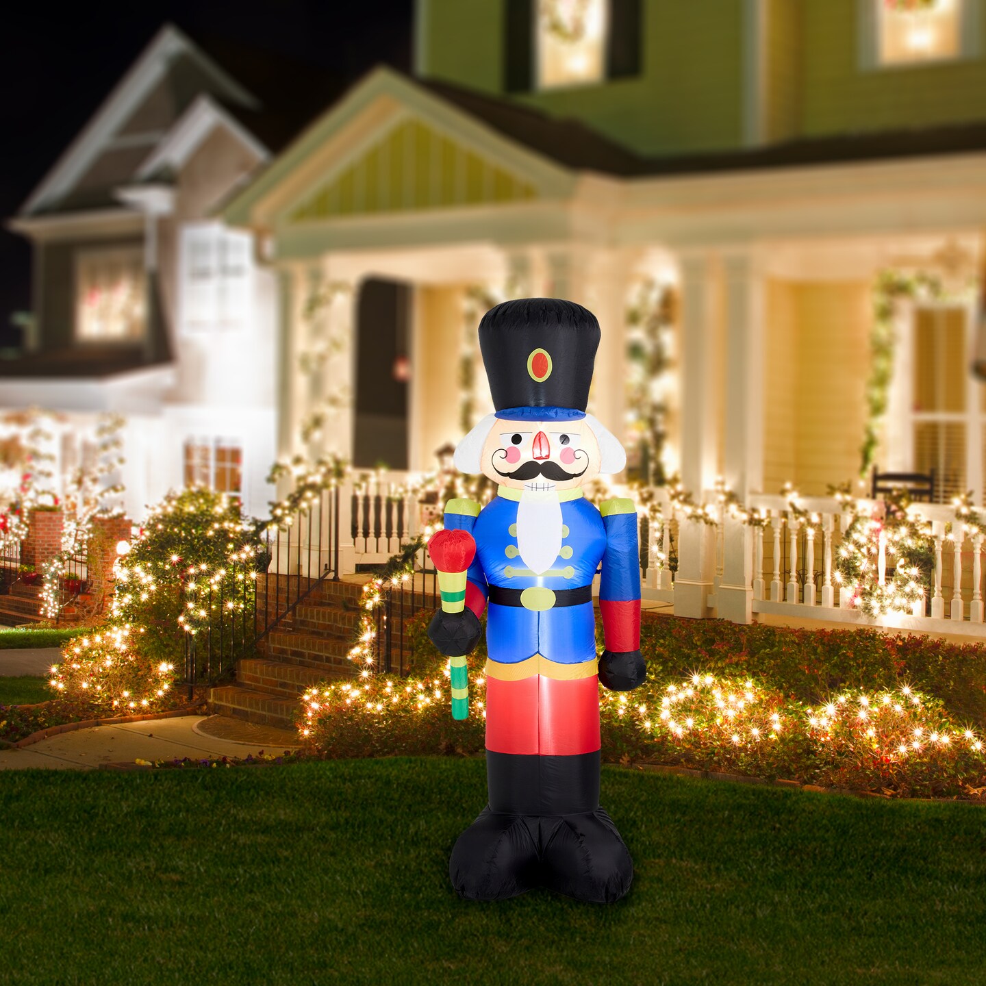 Set of 2 8FT Lighted Inflatable Nutcracker Soldier Décor