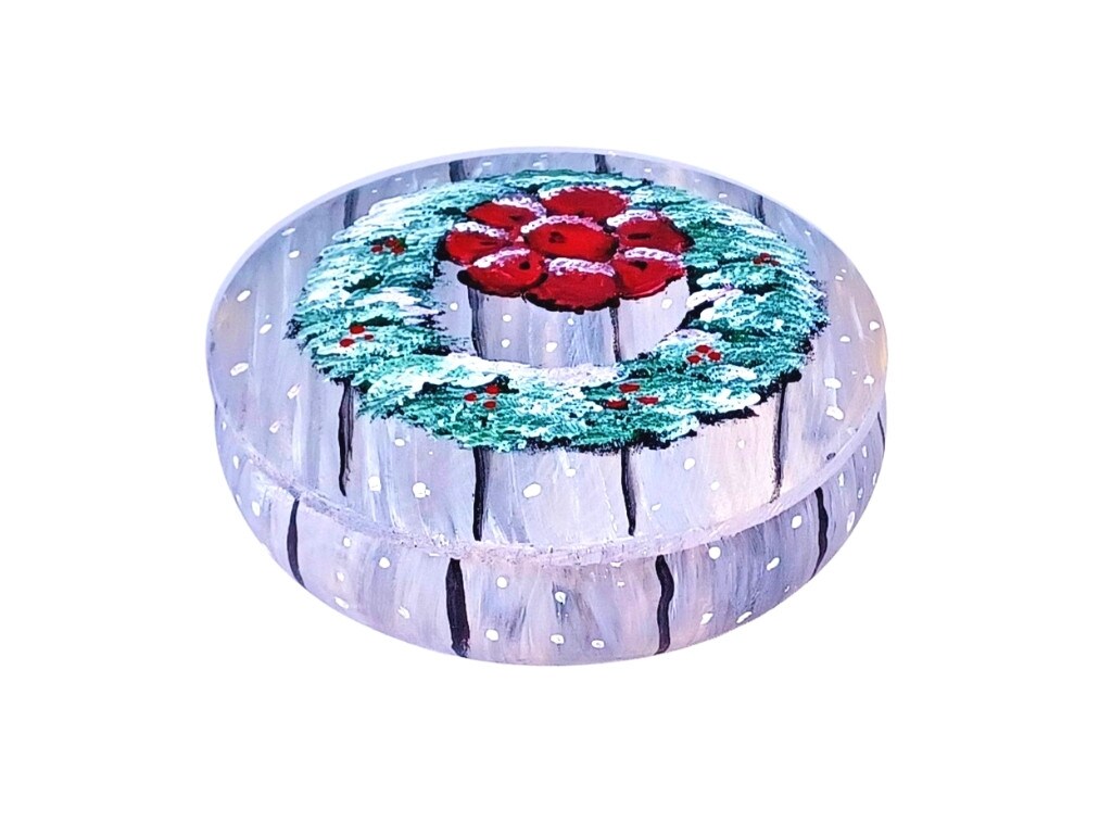 Christmas Paint Kit - The Winter Wreath Tabletop Trinket Box Art Painting Kit &#x26; Video Lesson, Art Gift Set, Christmas Craft, Beginner Painting, Paint At Home