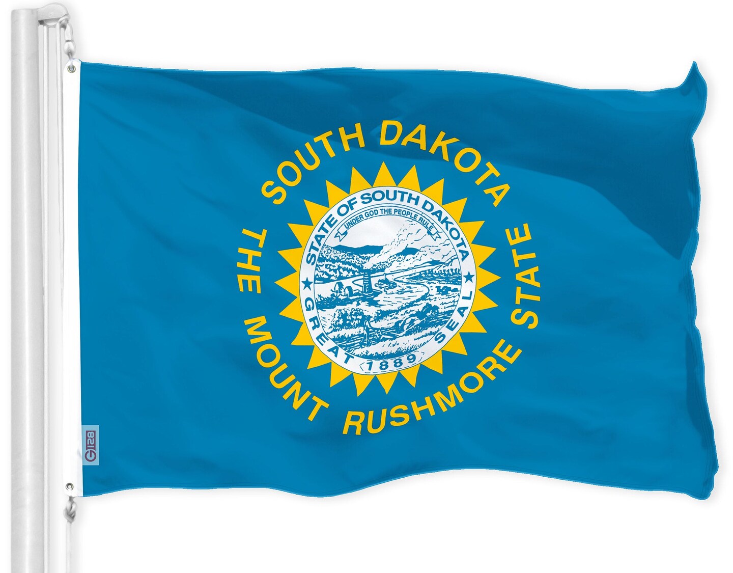 G128 South Dakota SD State Flag | 3x5 Ft | LiteWeave Pro Series Printed 150D Polyester | Indoor/Outdoor, Vibrant Colors, Brass Grommets, Thicker and More Durable Than 100D 75D Polyester