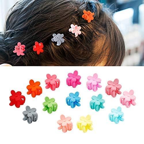 50 Pcs Colorful Mini Hair Claw Small Hair Clips Clamps Hair Accessories for Women Decorative Bun Tiny Hair Clips, Assorted Colors (Floral)