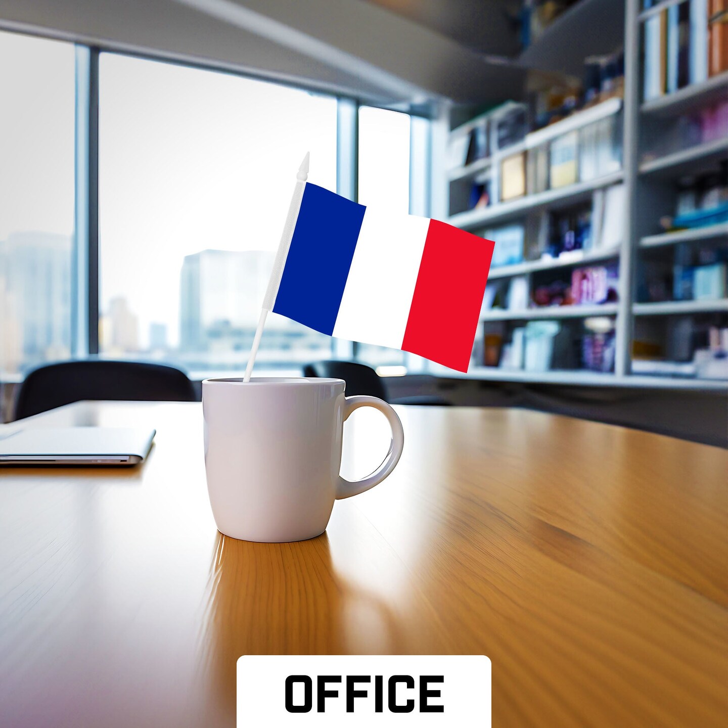 G128 12 Pack Handheld France French Stick Flags | 4x6 In | Printed 150D Polyester, Country Flag, Solid Plastic Stick, Spear White Tip