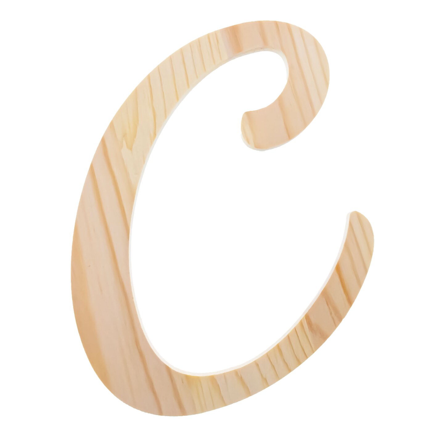 Unfinished Wooden Playball Italic Letter C (6.25 Inches)