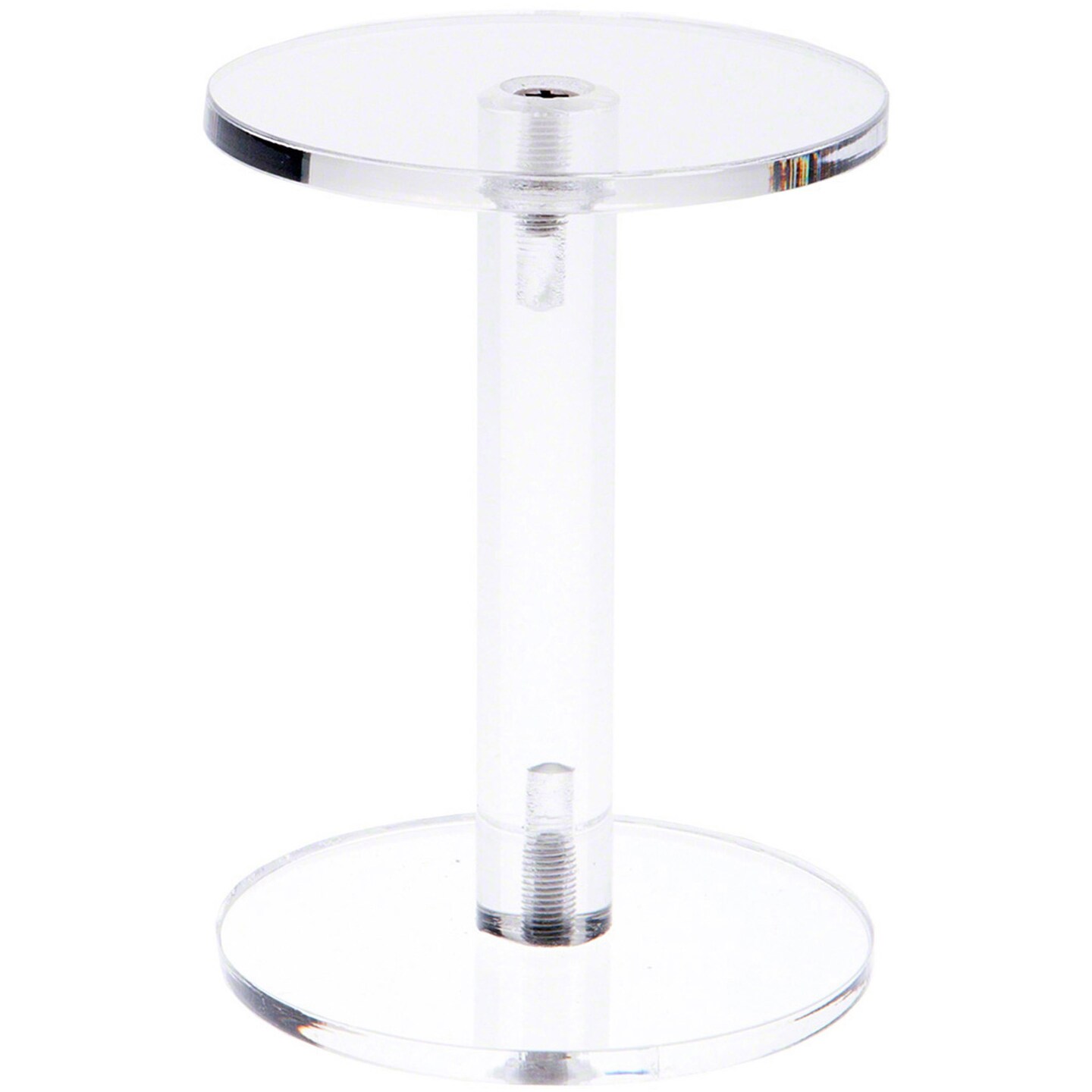 Plymor Clear Acrylic Round Barbell Pedestal Display Riser 4.25 inches (Height) x 3 inches (Depth) (3/16 inches thick)