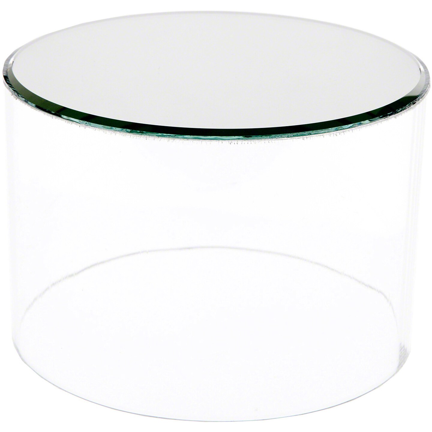 Plymor Clear Acrylic Cylinder Display Riser with Mirror Top, 2" H x 6" D