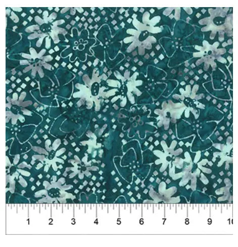 Banyan 80994-64 - PEARLS - Mid-Century Daisy - Dark Teal 45" Fabric Per Yard