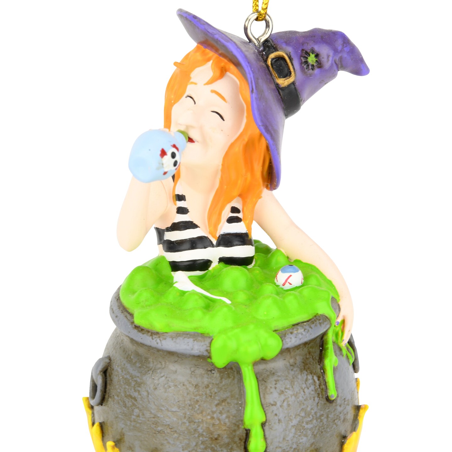 Tree Buddees Funny Witches Hot Tub Halloween Ornament Witch Drinking in Cauldron