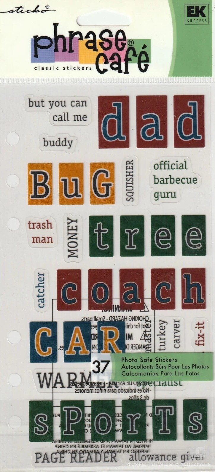 Sticko Phrase Cafe&#x27; Dad Clear Stickers