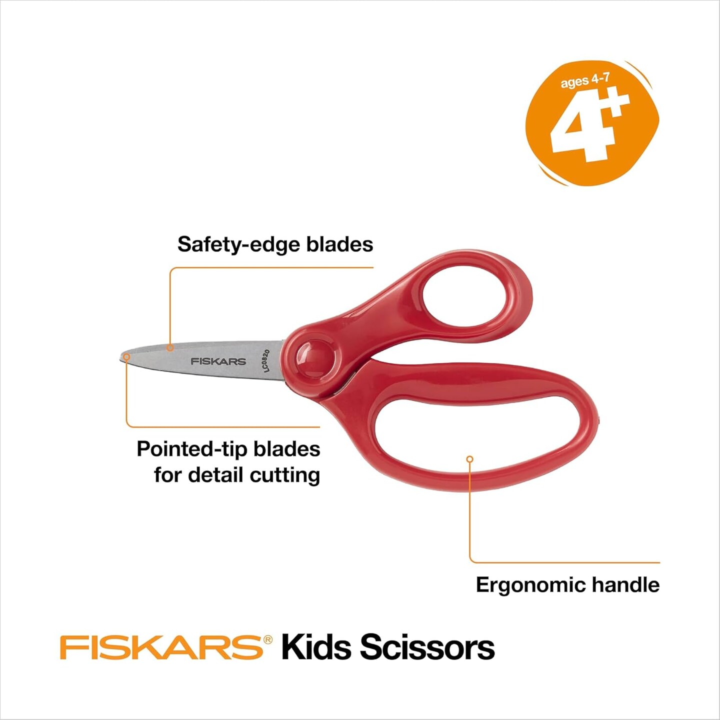 Pointed-Tip Kids Scissors 3-Pack – Ages 4-7, School & Crafting, Red, Blue & Turquoise