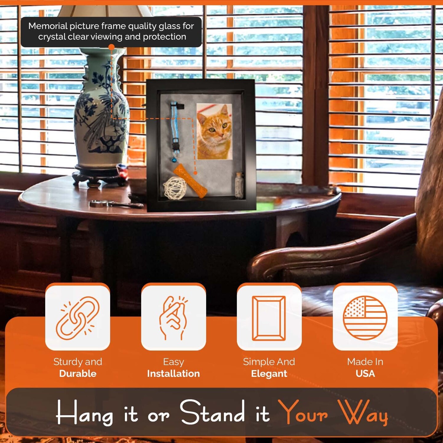 iFrame Pet Memorial Shadow Box and Pets Picture Frame for 4"x6" Photo | Pets Memorial Gifts for Pets Lover | Pet Collar, Pet Ashes Keepsake, Toys & Gift for Someone Who Lost A Pet | Made in USA