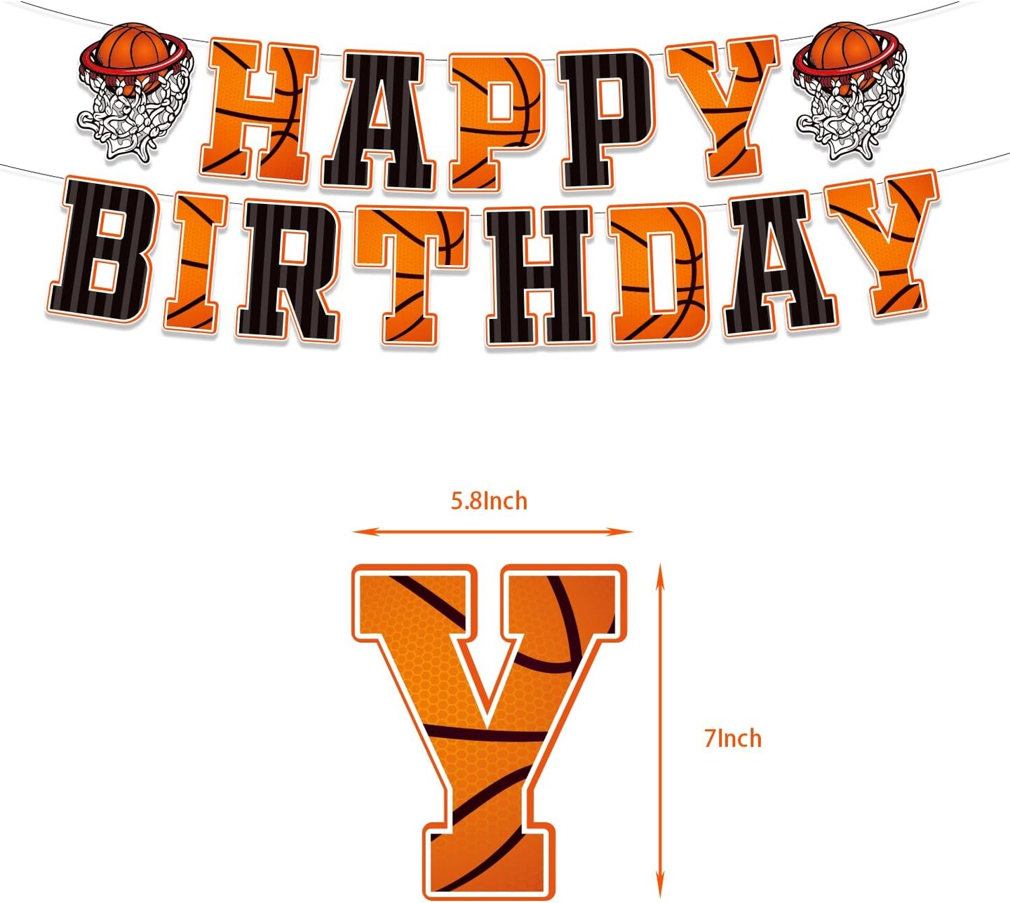 Basketball Party Decorations, Basketball Birthday Party Supplies Kit&#xFF0C;Including Sport Themed Birthday Plates Tablecloth Napkin Banner Basketball Garland Cupcake Toppers Balloons Stickers Set