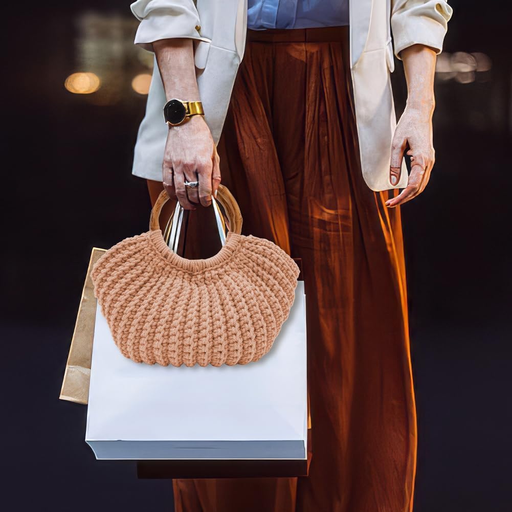 Crochet Bag Kit for Adults Khaki Handbag Crochet Kit for Beginners Tote Bag Starters Set DIY Craft Making Kit with Step-by-Step Instructions and Video Guidance