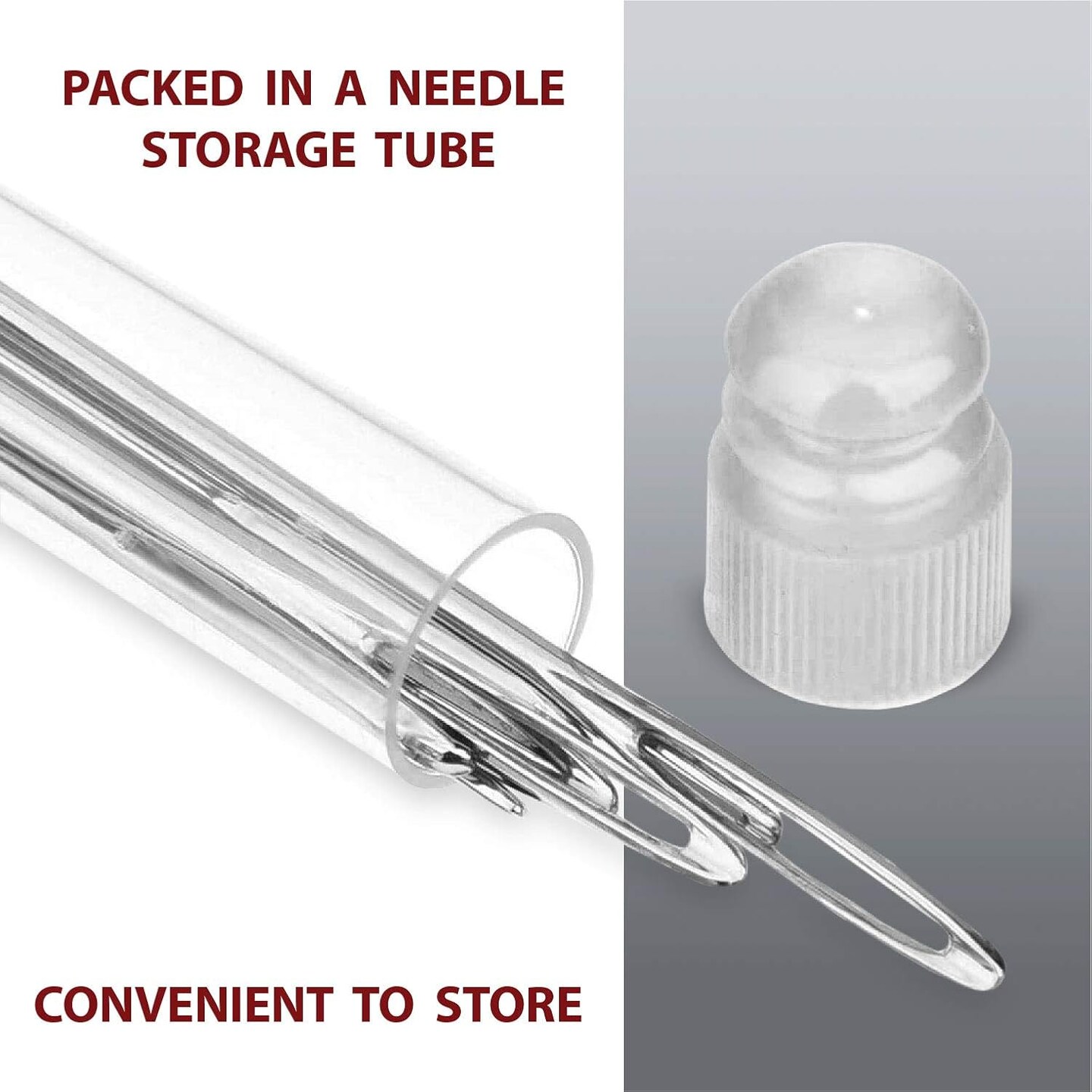 Big Eye Embroidery Needles for Hand Sewing - Four Sizes Set of 28 Large Eye Sewing Needles in Storage Tube