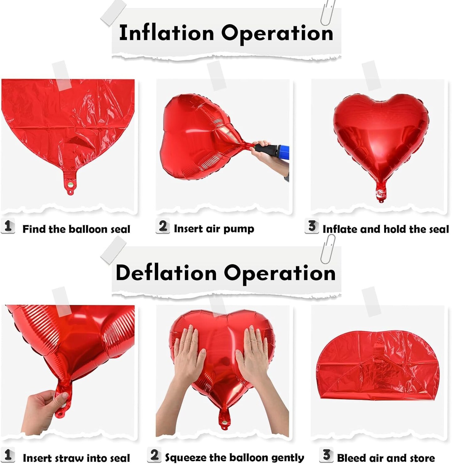 Red Heart Balloons, 18 Inch Red Heart Foil Balloons Large Red Foil Balloons Helium for Party Decoration Red Heart Shape Mylar Balloons