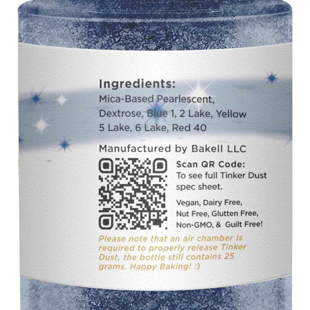 Bakell - Navy Blue Tinker Dust Edible Glitter (25g, 1x Spray Pump) for Food, Desserts, and Beverages!