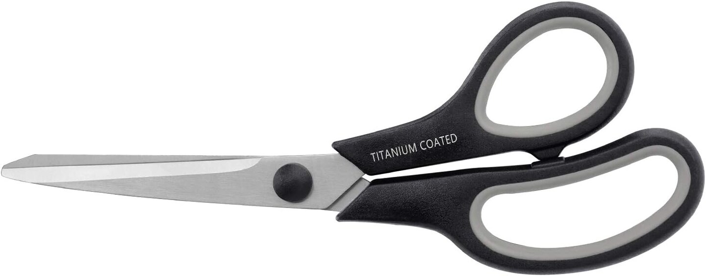 8&#x22; Multipurpose Titanium Coated Scissors - Sturdy Sharp Right/Left Handed Comfort-Grip Handles for Office, Home, School, Sewing, Fabric, Craft Supplies - Black