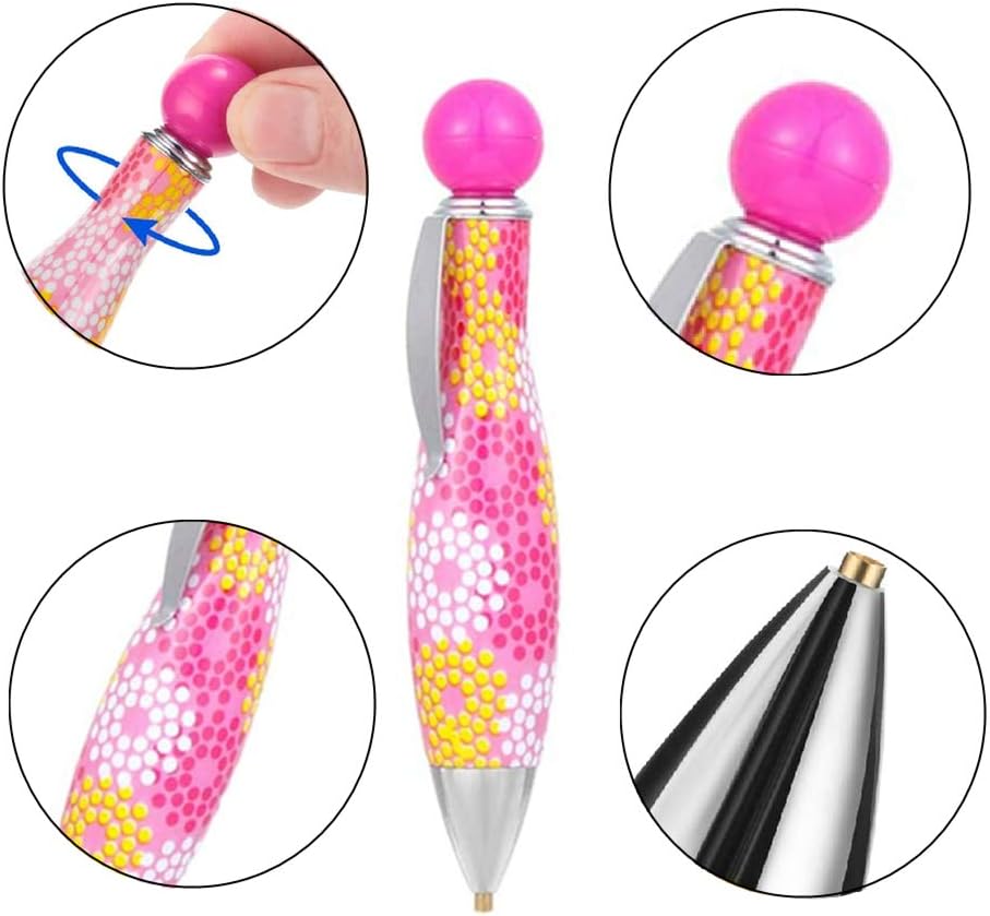 6Pcs Diamond Painting Drill Pens 5D DIY Diamond Art Pens Tools Sticky Pen Rhinestone Picker Quick Point Pen Cross Stitch Embroidery Accessories for Nail Art Decoration (Multicolour)