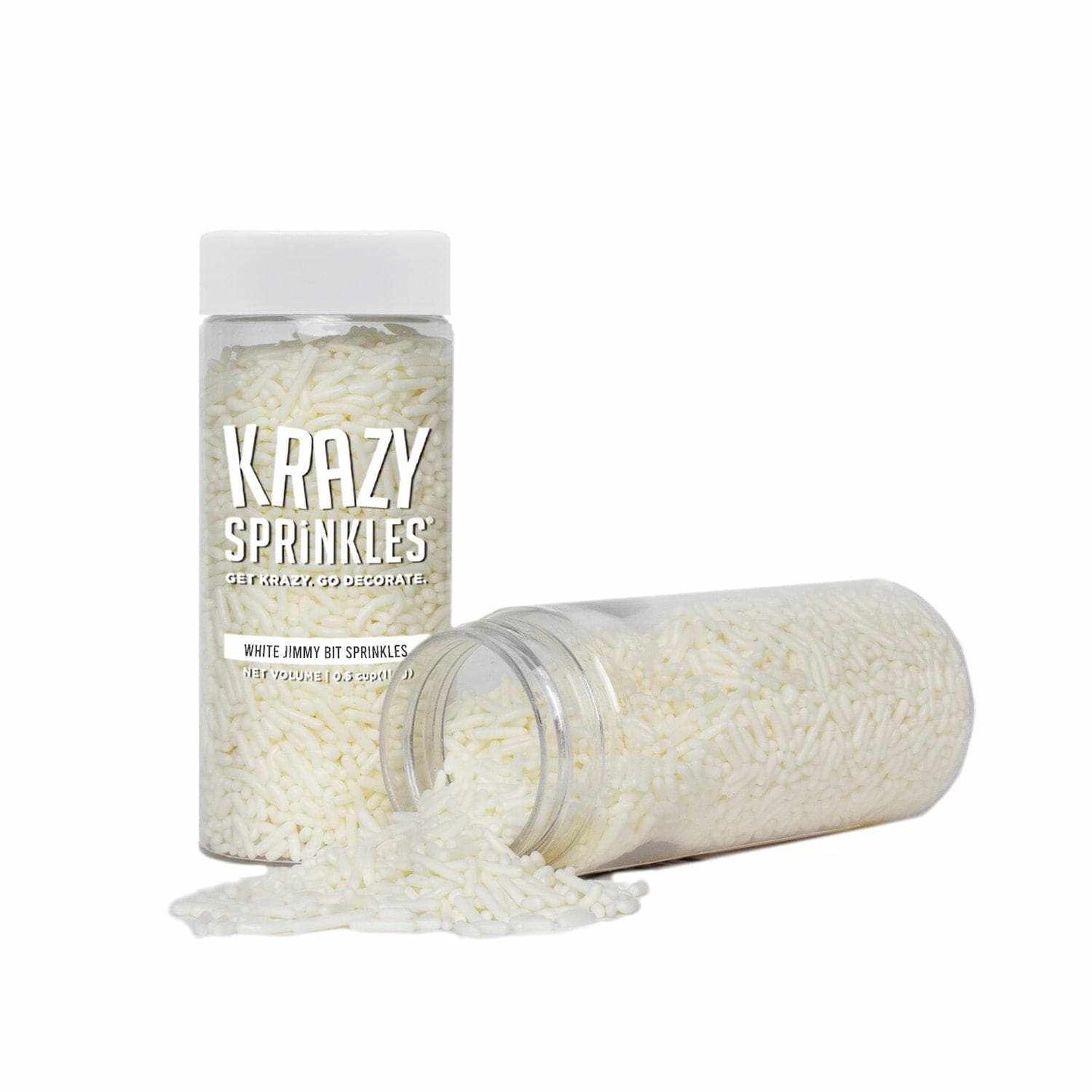 Krazy Sprinkles - White Jimmies (1/2 Cup, 1x Jar) for Cakes, Ice Cream & Cookies