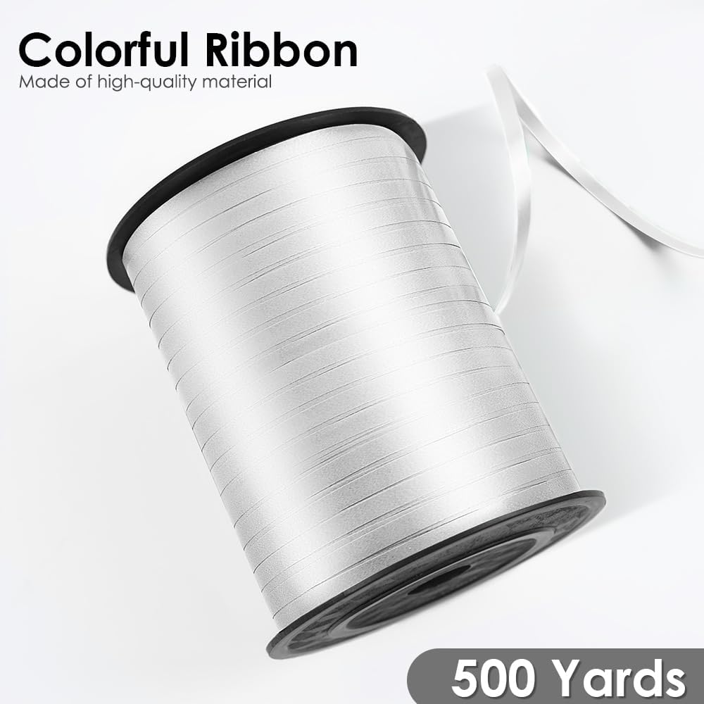 White Curling Ribbon, Balloon String 500 Yard for Gift Wrapping