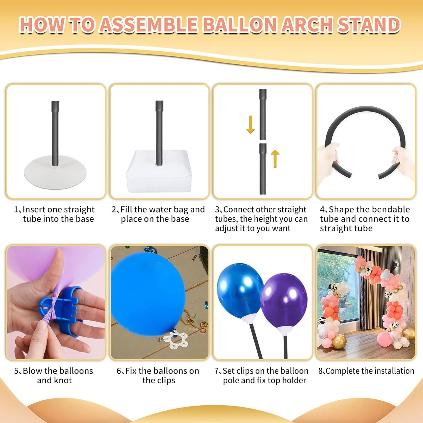 Balloon Arch Kit with Bending Frame & Floor Stand – Half Arch Garland for Wedding, Baby Shower & Graduation Decor