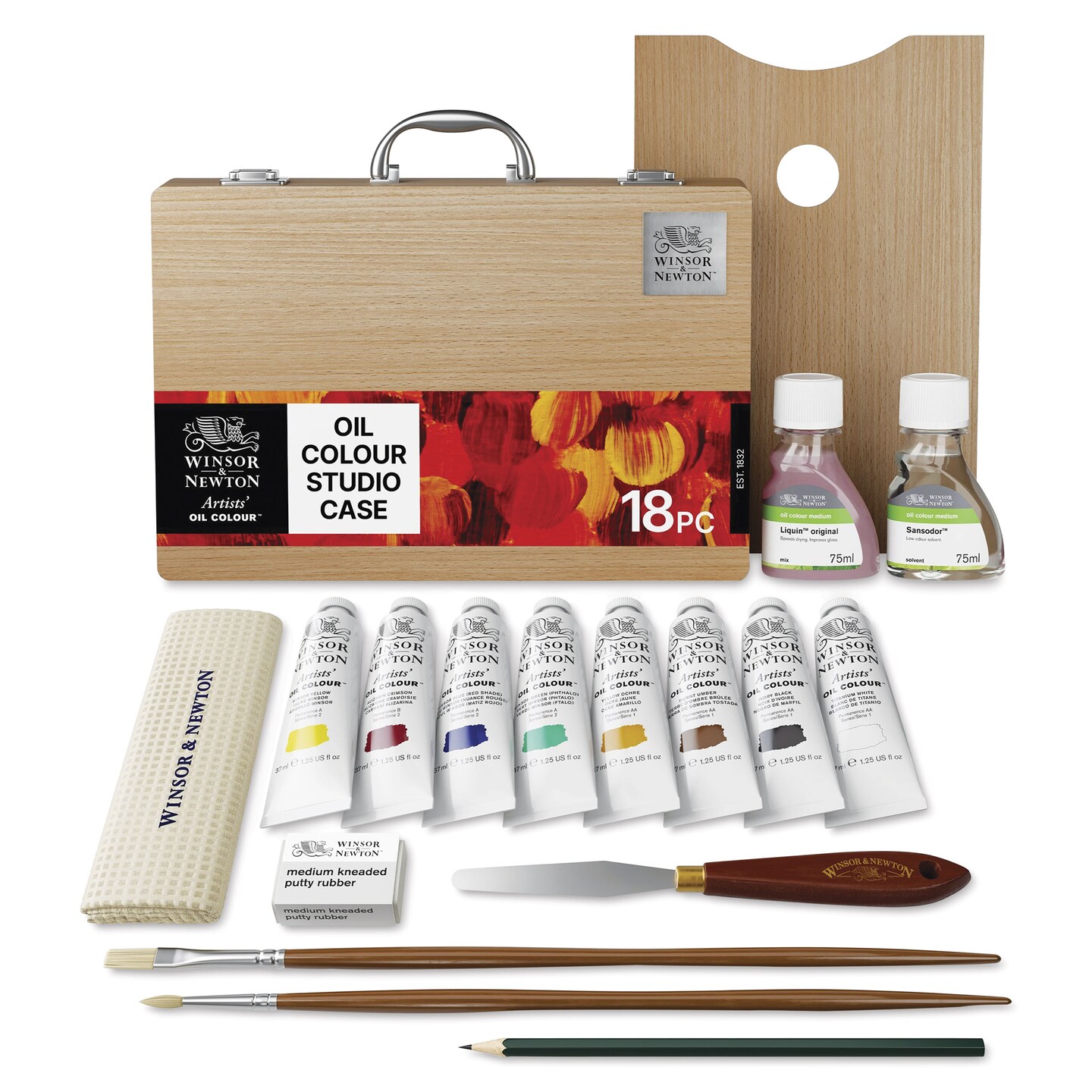 Winsor &#x26; Newton Artists&#x27; Oil Colors - Set of 19, Studio Case Set