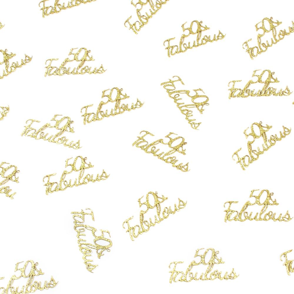 100PCS Gold “50 & Fabulous” Confetti – Table Scatter for Birthday & Anniversary