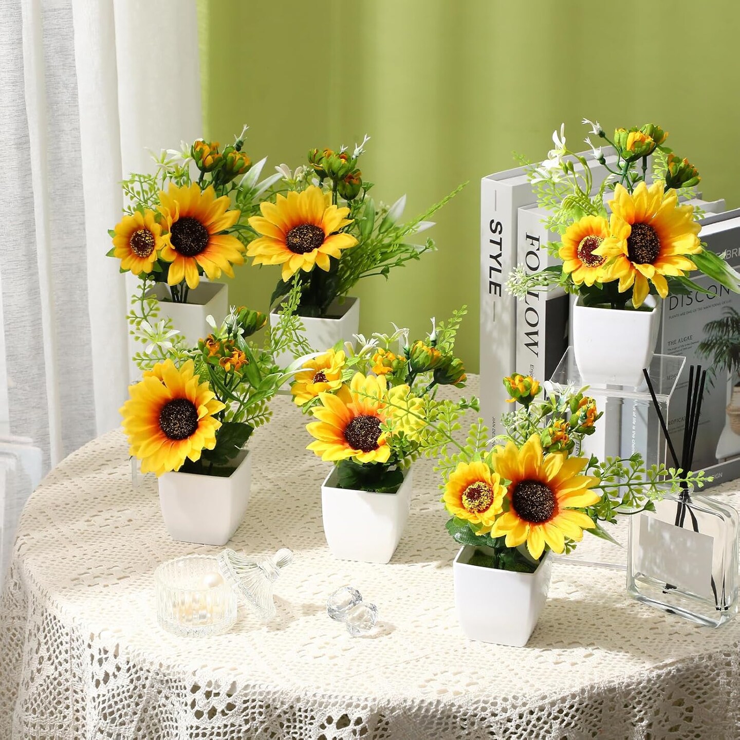 6 Pcs Small Fake Plants Artificial Potted Plants Table Centerpieces