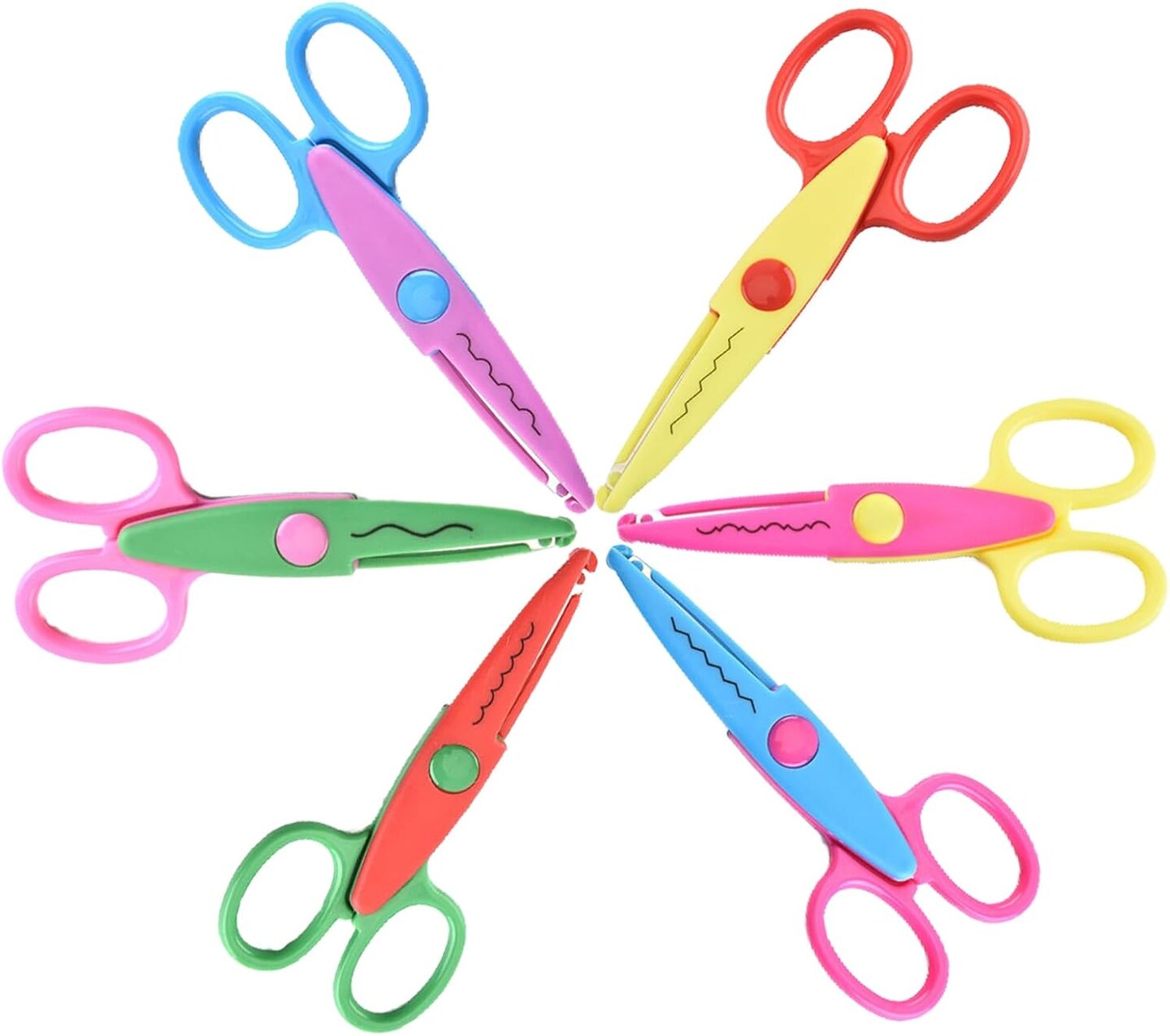 6-Pack Decorative Edge Scissors – 5" Serrated Craft Scissors for DIY, School & Fancy Designs