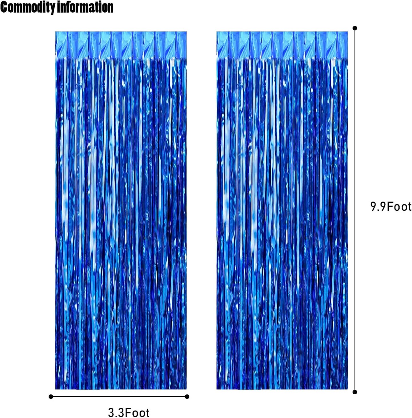 2-Pack Dark Blue Foil Fringe Curtains 3.3x8.2ft Ocean & Birthday Party Decorations