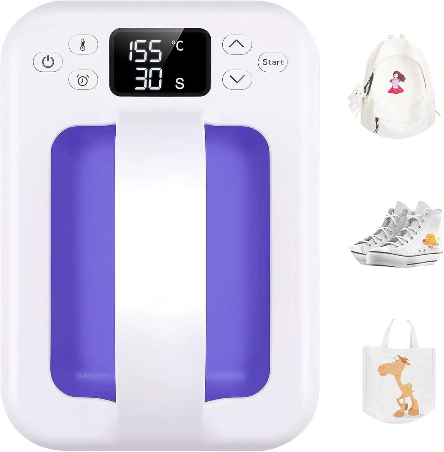 Heat Press Machine For T Shirts, 7&#x22; &#xD7; 5&#x22; Portable Mini Heat Press Fast Even Heat, Easy Press T Shirt Printer Machine for HTV Vinyl and Heat Transfer Sublimation for Tote Bags, Hat,DIY Projects(Violet)