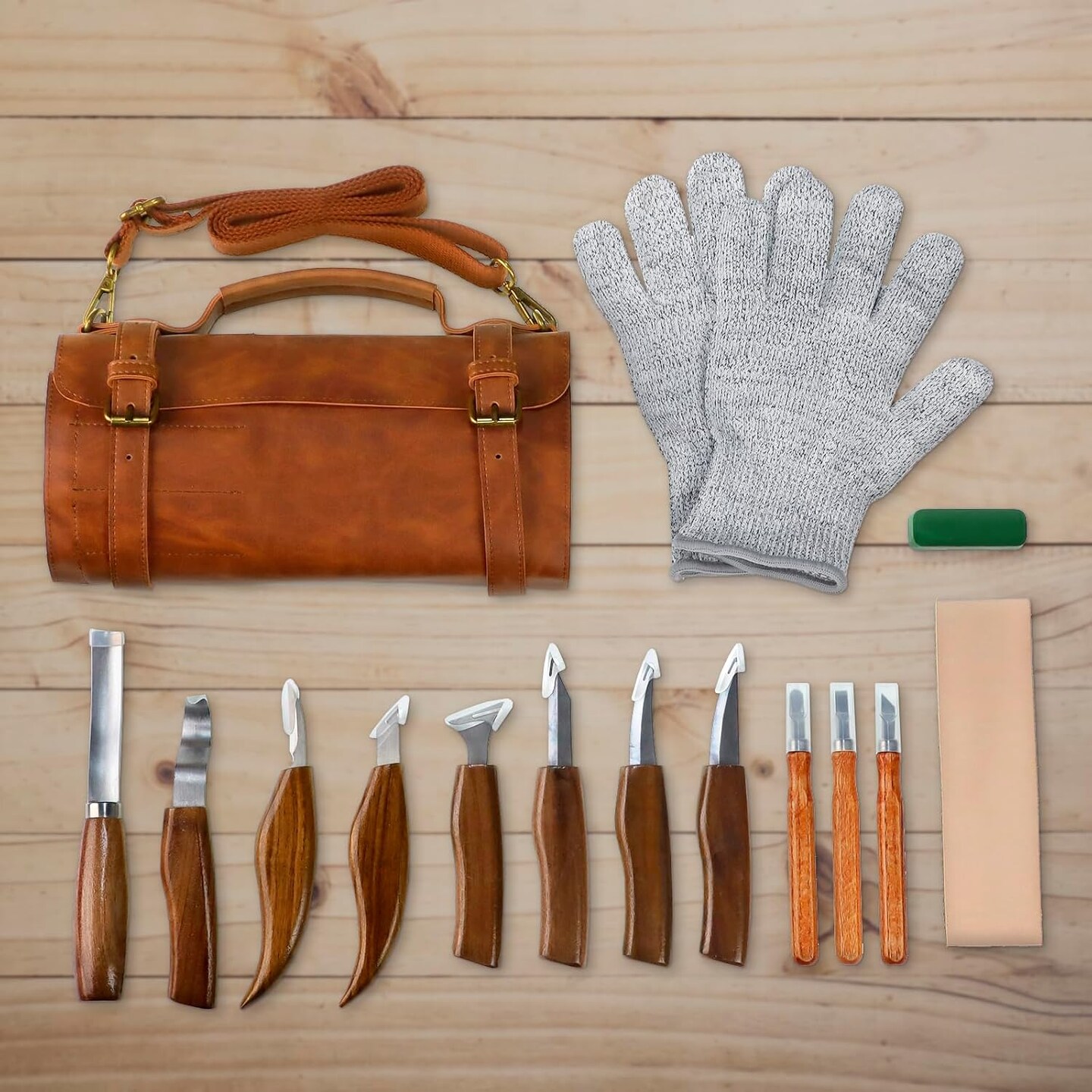 Wood Carving Kit Deluxe-Whittling Knife, Wood Carving Knife Set, Wood Whittling Kit for Beginners, Carving Knife Woodworking Wood Carving Tools Set with Large Leather Case