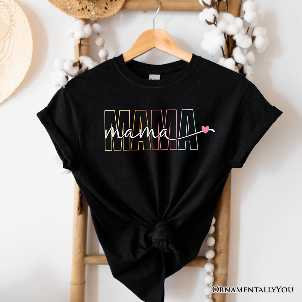 Colorblock Mama T-Shirt, Black Trendy Casual Women&#x27;s Tee