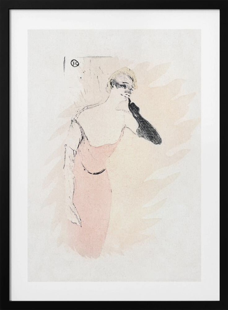Yvette Guilbert In columbine a Pierrot (1894) by TOULOUSE LAUTREC Framed Art