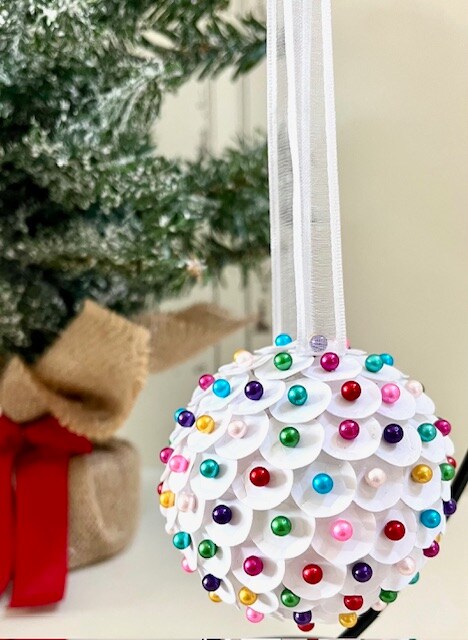 Vintage Style Sequin Christmas Ornament - Handmade Retro