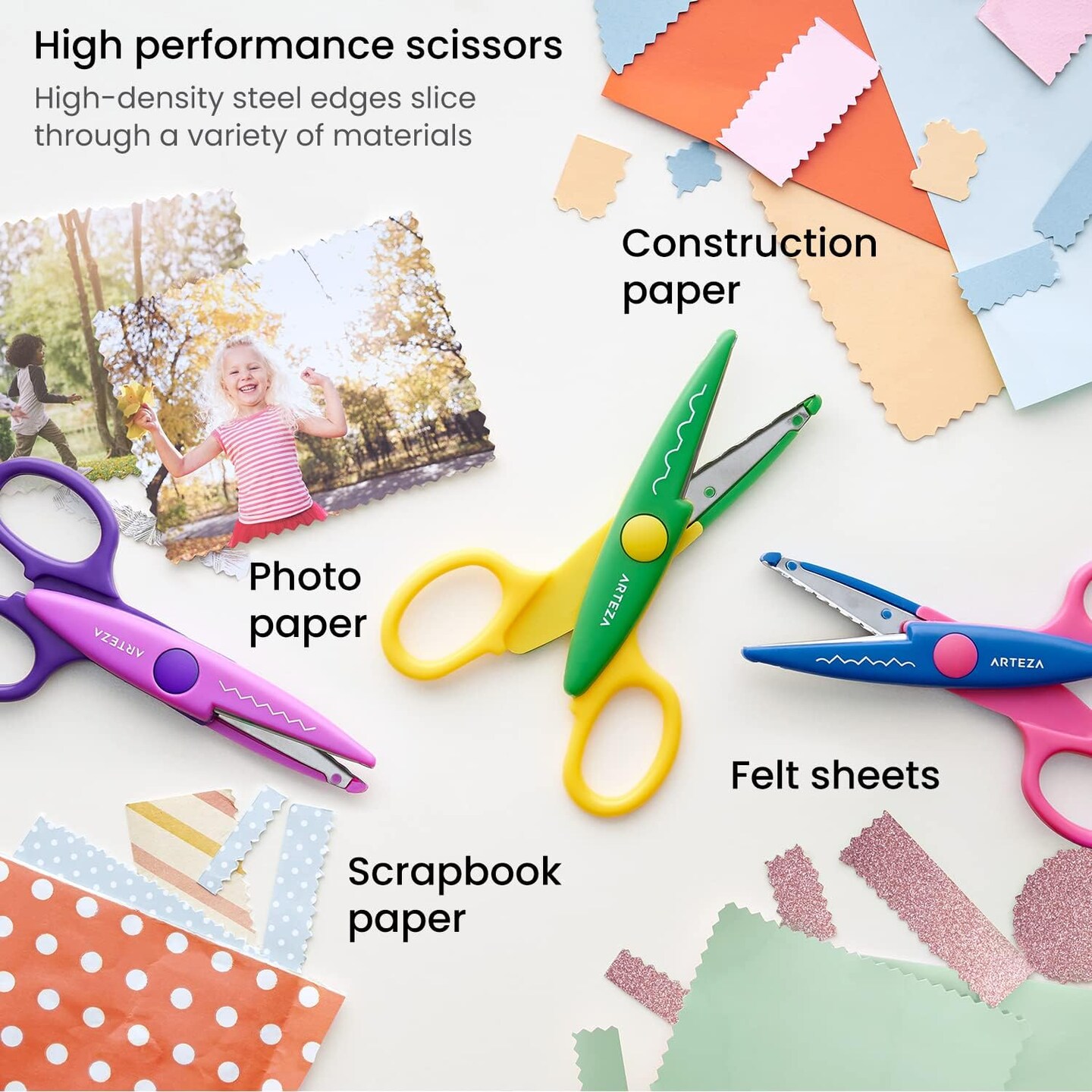 Decorative Scissors, Set of 12, 5.5 Inches, Craft Scissors with Different Patterns, School Supplies for Teachers and Students