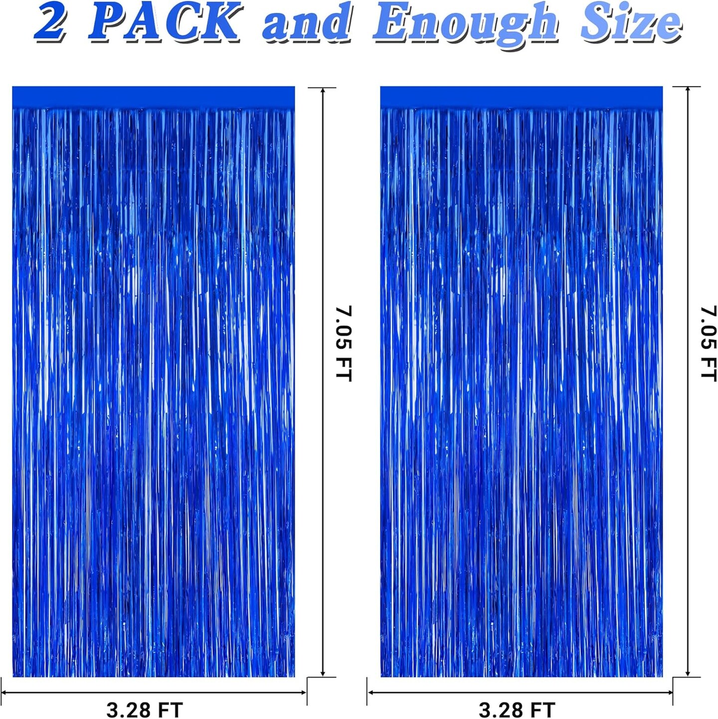 2-Pack Tinsel Backdrops – 3.28 × 7.05 ft Dark Blue Metallic Fringe Curtains, Perfect for Passover, Navy Blue Party Decorations, Photo Booths, and Festive Event Streamers