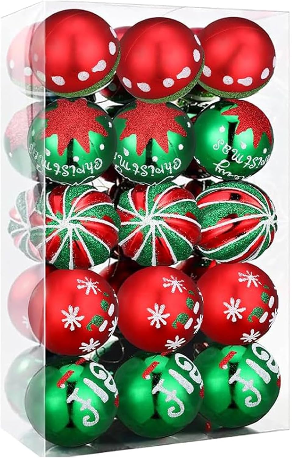 30ct Christmas Balls Ornaments- 2.36&#x2019;&#x2019; Shatterproof Balls Ornaments for Xmas Tree Decorations, Hanging Balls Red and Green Christmas Ball Ornaments Set for Holiday Party Decoration (3)