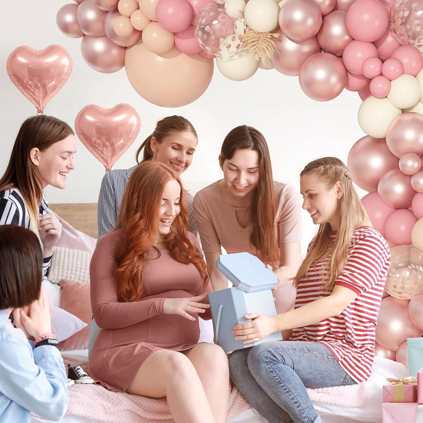 Life Dusty Pink Balloons Arch Kit, Different Sizes 18 12 10 5Inch Blush Pink Rose Gold Nude Ivory Confetti Latex Heart Foil Balloon for Girls Wedding Baby Shower Boho Birthday Party Decorations