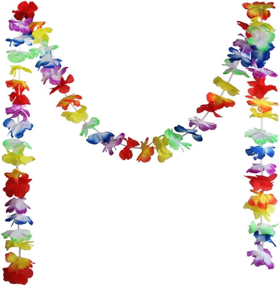 32ft Summer Tropical Hawaiian Flower Lei Garland Hibiscus Flower Garlands for Party Decorations Multicolored