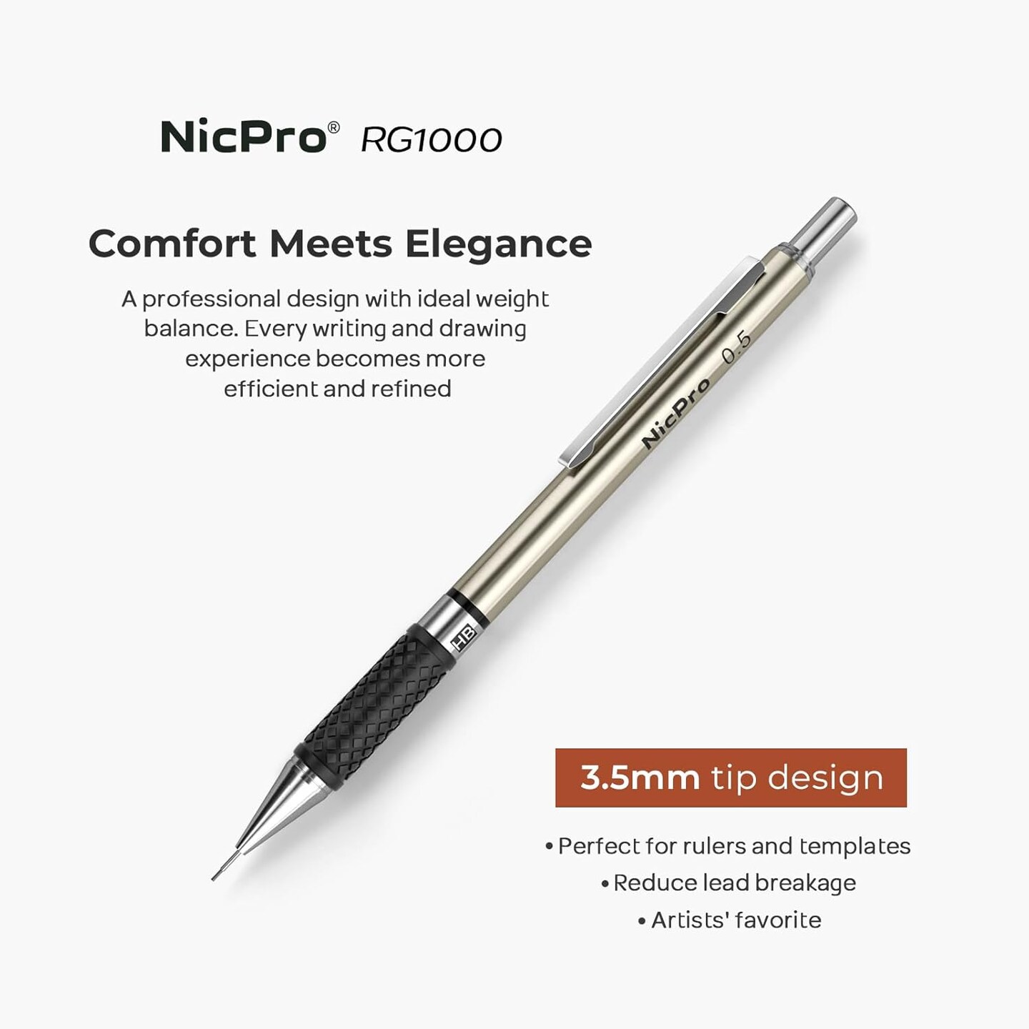 0.5 mm Art Mechanical Pencils Set in Gift Case, 6 PCS Metal Drafting Pencil 0.5mm with 6 Tube HB Lead Refills & 18 PCS Eraser Refills for Adults, Children, Artist Writing, Drawing, Sketching