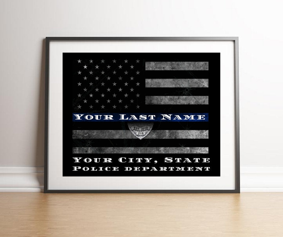Police officer Back the Blue Thin Blue Line Art