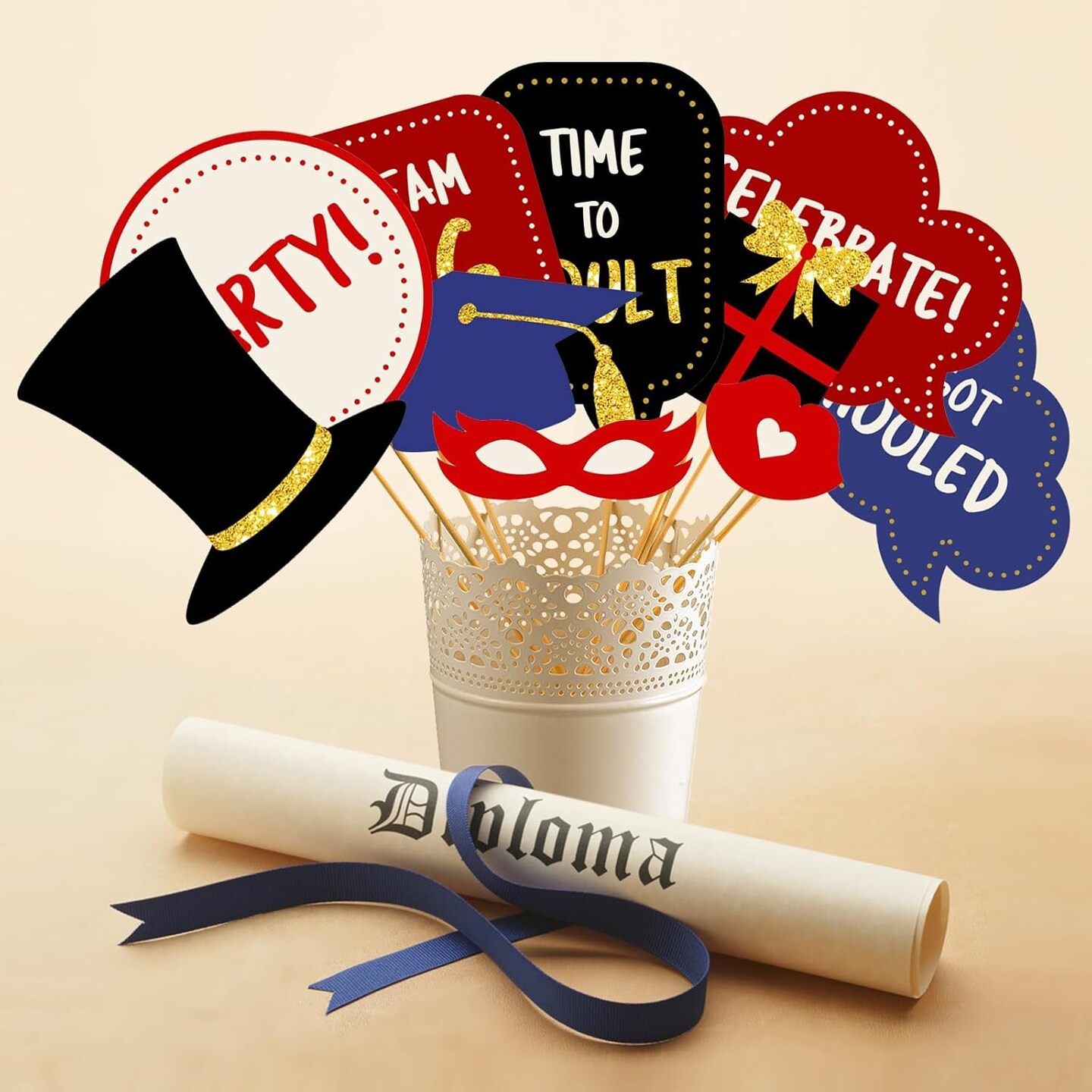 Graduation Photo Booth Props 2025 Graduation Decorations Class of 2025 Grad Party Supplies for College High School - Real Glitter