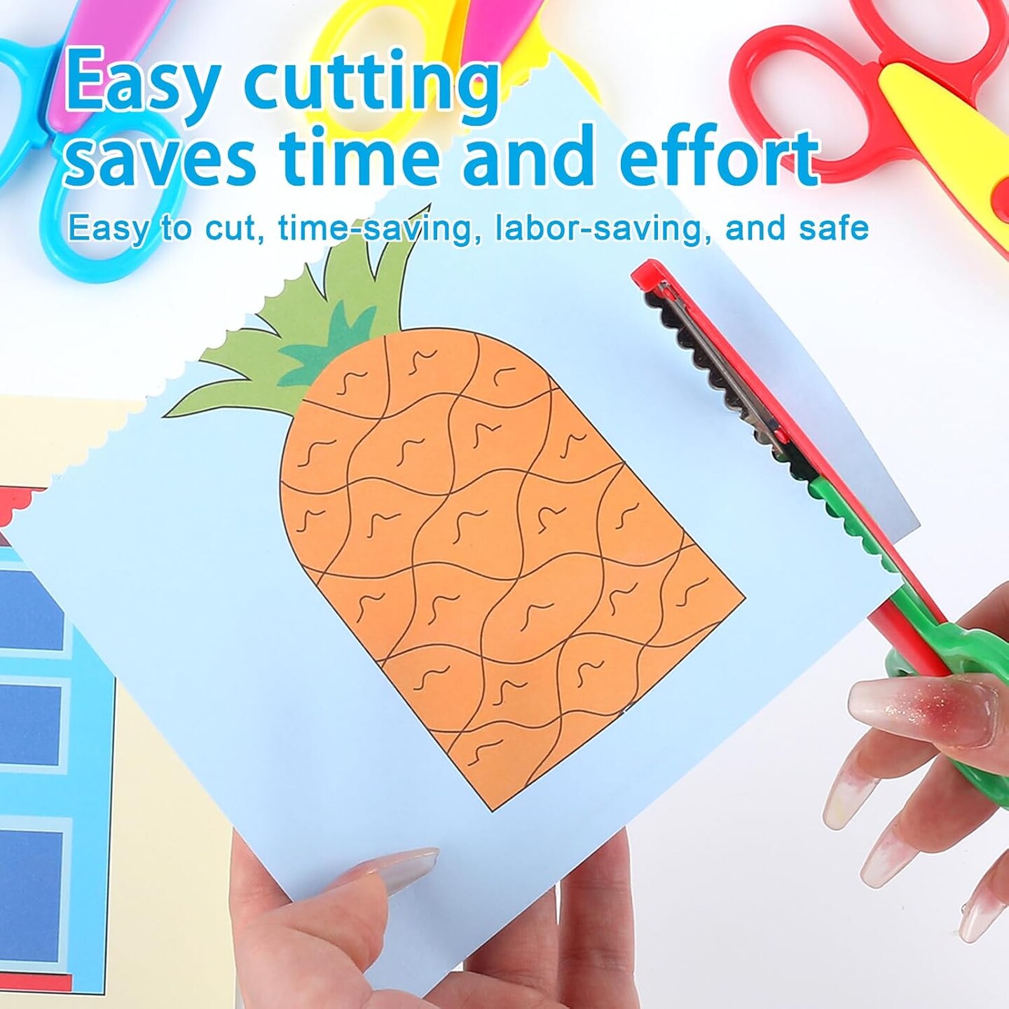 12-Pack Kids Safety Scissors – 5-Inch Blunt Tip with Colorful Zig Zag Decorative Edges, Assorted Patterns for School, Classroom, Art Crafts, Scrapbooking, and DIY Projects