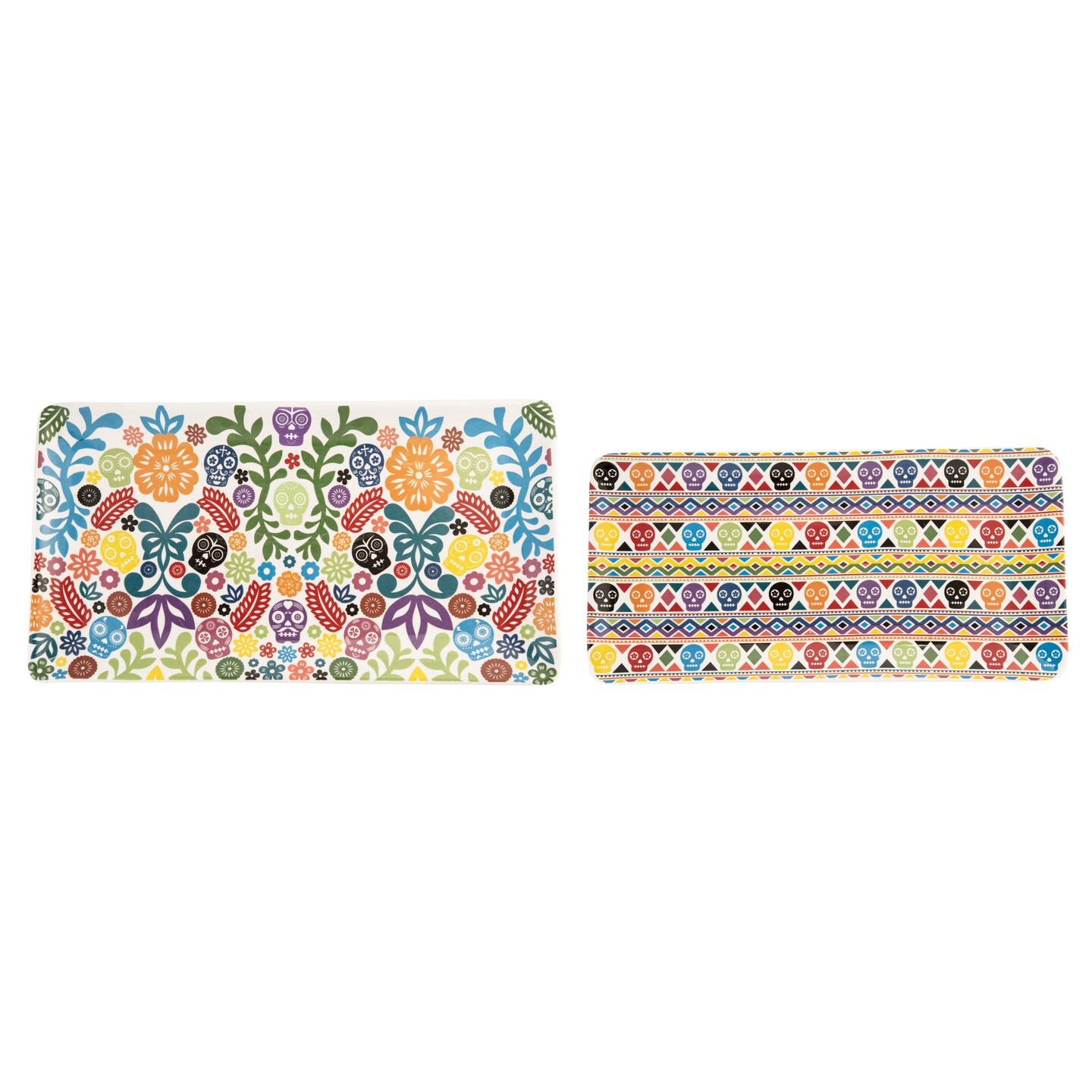 Transpac Dolomite 16.25 in. Multicolor Halloween Dishes to Die For Platter Set of 2