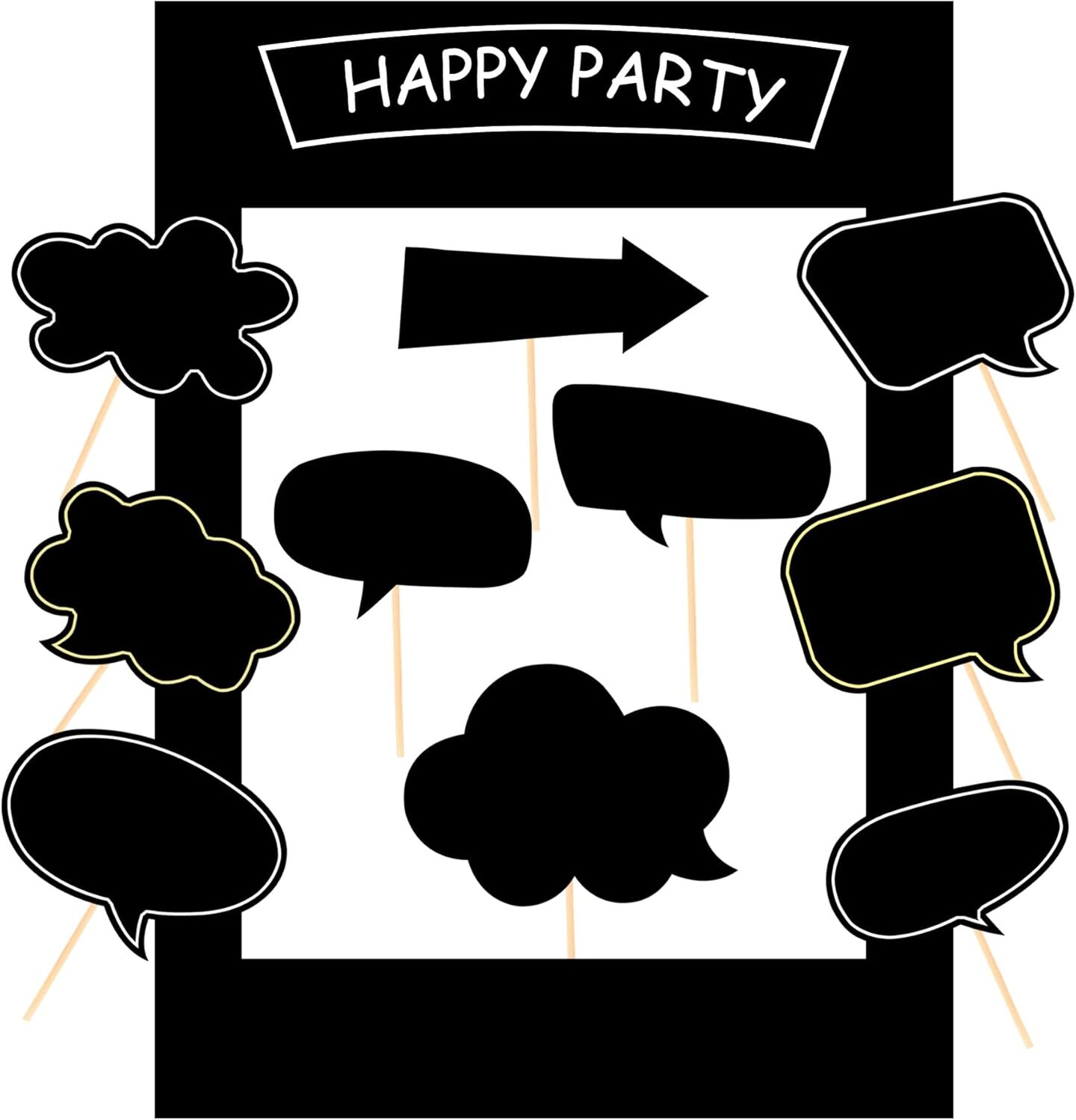 18 Pc Black Chalkboard Photo Booth Props – DIY Party Photo Frames