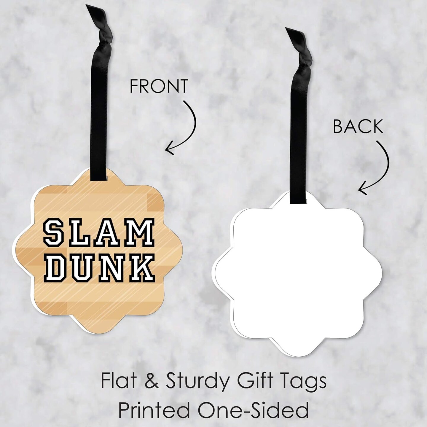Nothin&#x2019; but Net - Basketball - Assorted Hanging Baby Shower or Birthday Party Favor Tags - Gift Tag Toppers - Set of 12