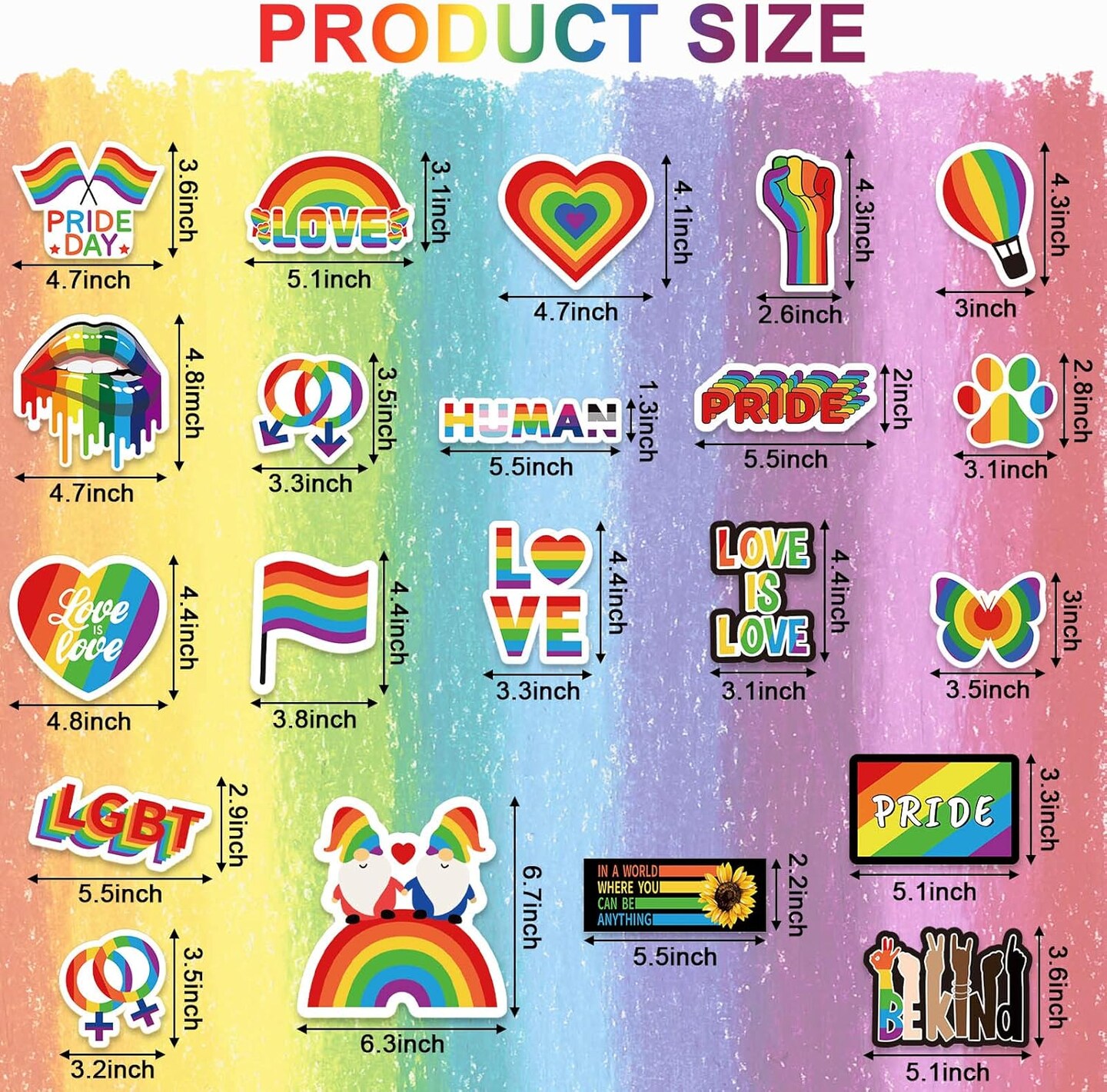 22-Pack Pride Rainbow Magnetic Stickers – Water-Resistant Car Magnets for Pride Day, Home, Fridge, Car Bumpers, and Party Decorations