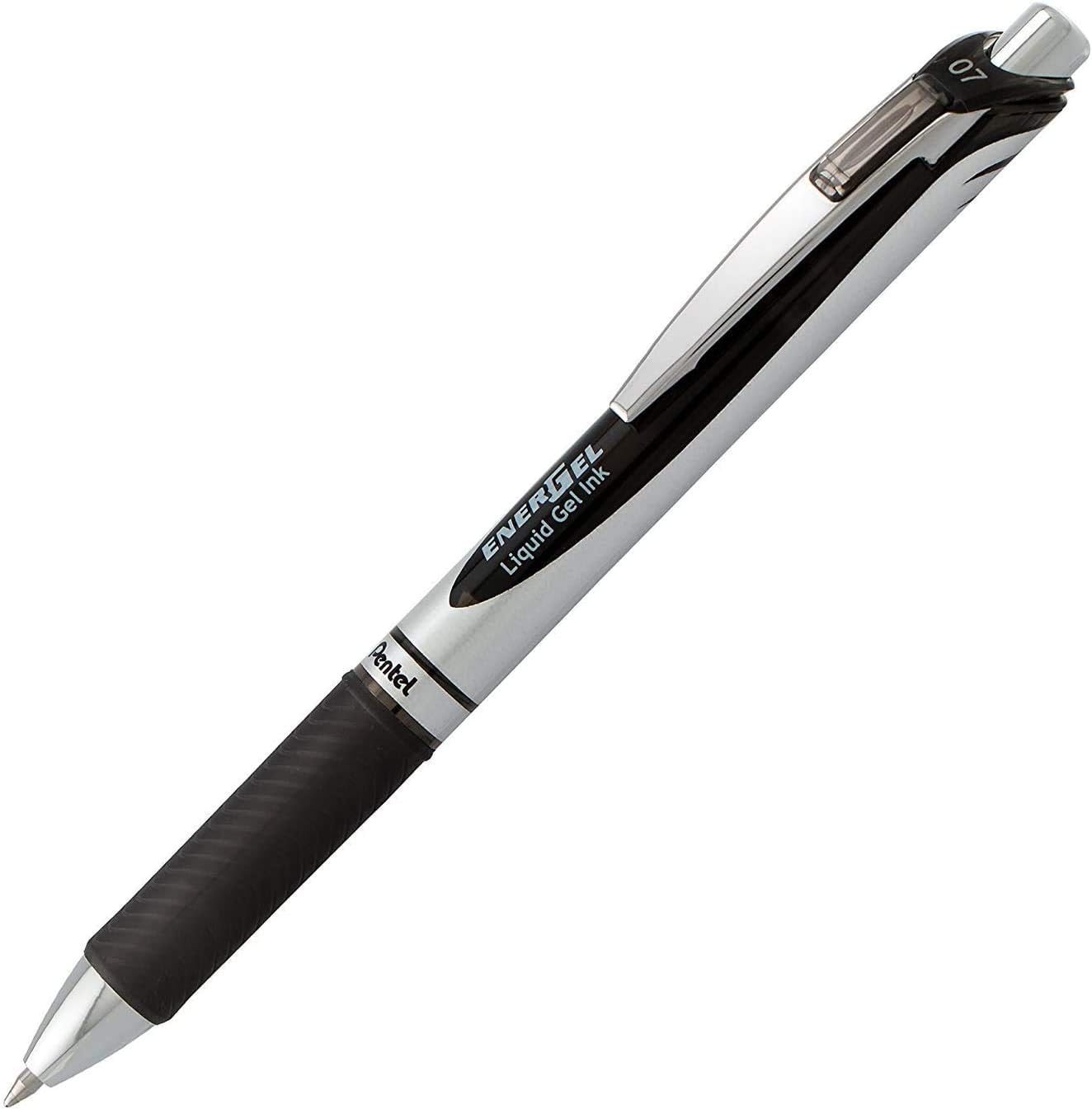 Gel Pen 0.7 mm RTX Retractable, Black Ink Pens Metal Tip, Medium Point Energel Liquid Gel Ink Pens 0.7 mm. Pack of 10