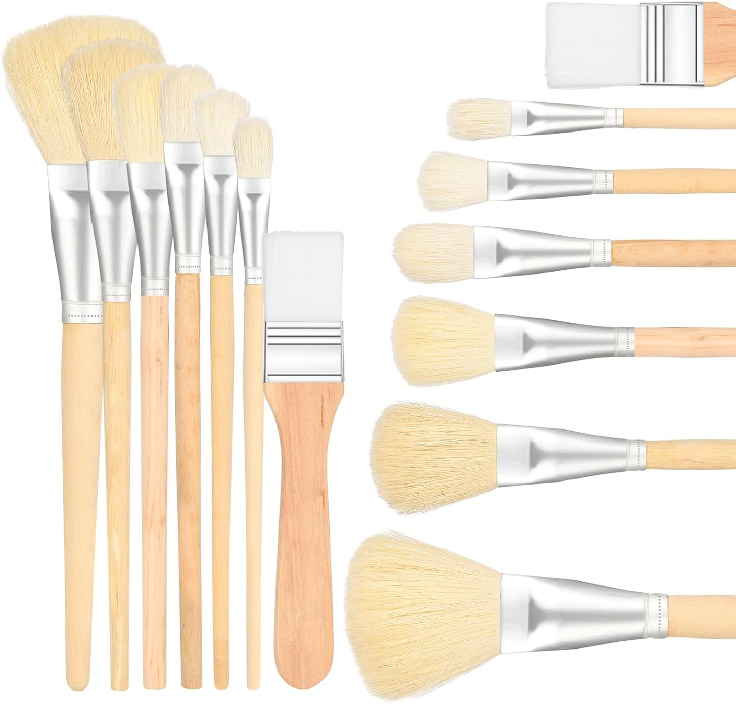 Mop Brush for Acrylic Painting, 7 Pieces Versatile Blending Brush Paint Brushes for Acrylic Painting Goat Hair Paint Brush Set for Acrylic Watercolor Oil Painting Face Body Art