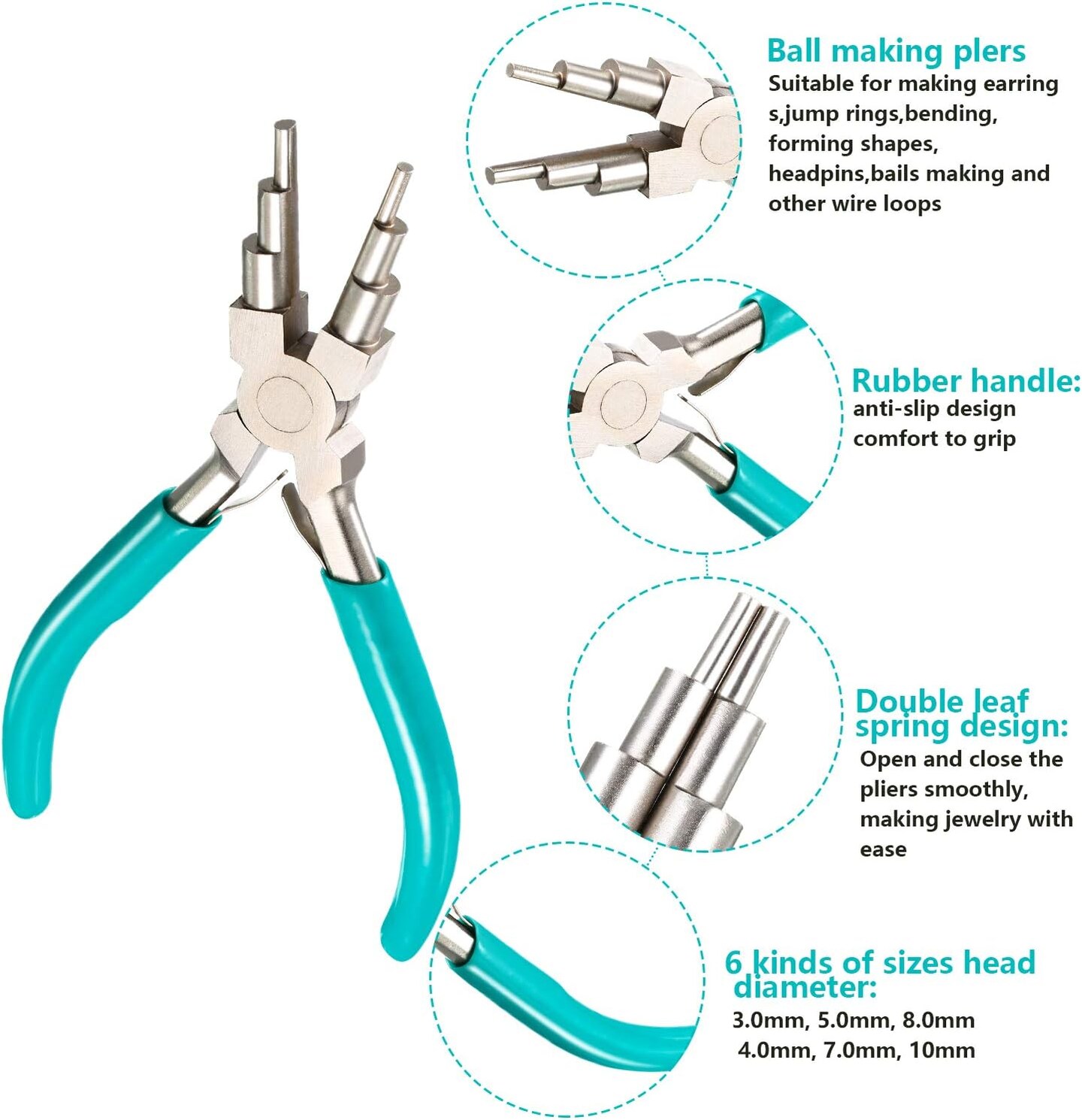 2 Pieces Jewelry Making Tool Bail Making Pliers 6 in 1 Jewelry Pliers Wire Bending Pliers for Beading Looping Shaping Wire DIY Crafts