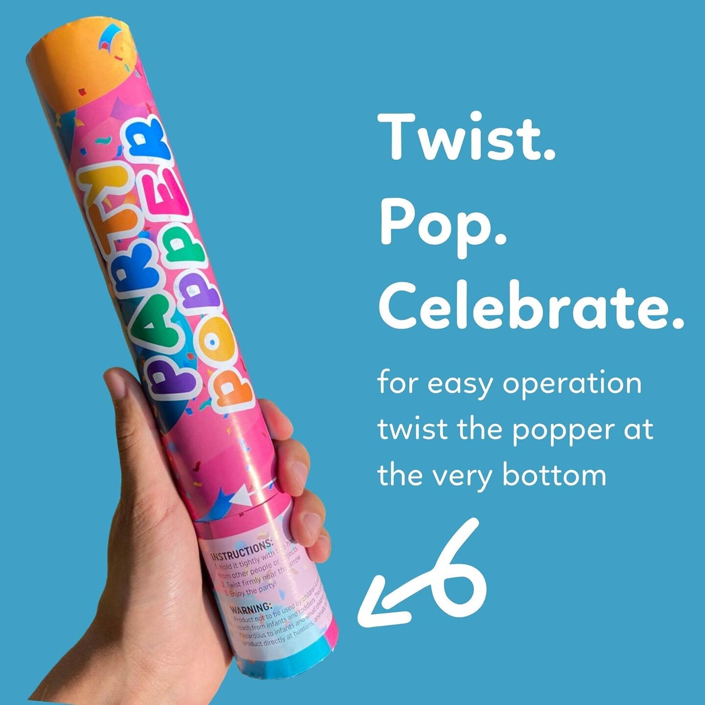 Confetti Poppers 12-Pack | Glitter Multicolor | 25ft Launch | 12" Size